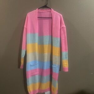 Colorful Striped Women's Sweater Cardigan